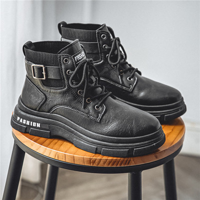 Muške gležnjače Visoke cipele s okruglim prstima Britanski stil Vodootporne Otporne na habanje Udobne protuklizne proljetne i jesenske modele