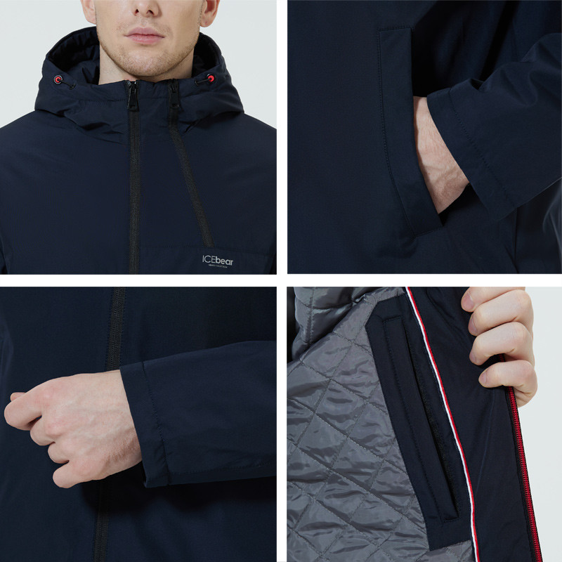 ICEbear 2023 Paltoane pentru bărbați jachetă elegantă de primăvară cu glugă îmbrăcăminte de înaltă calitate pentru bărbați MWC21661D