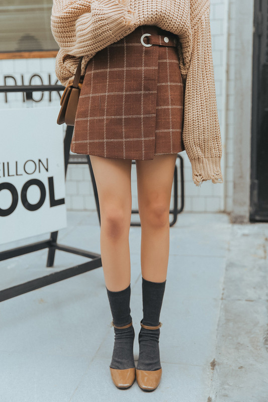 2020. Ženska Ulzzang jesen i zima Harajuku zadebljana vunena karirana retro suknja Ženske slatke japanske kawaii suknje za žene