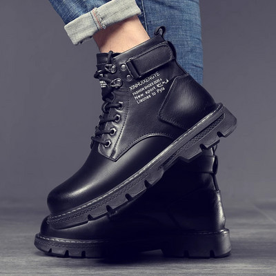 Visoke radne čizme u engleskom stilu za muškarce Modne ležerne nove dizajnerske cipele s platformom Muške jesenske zimske crne gležnjače Botas Hombre