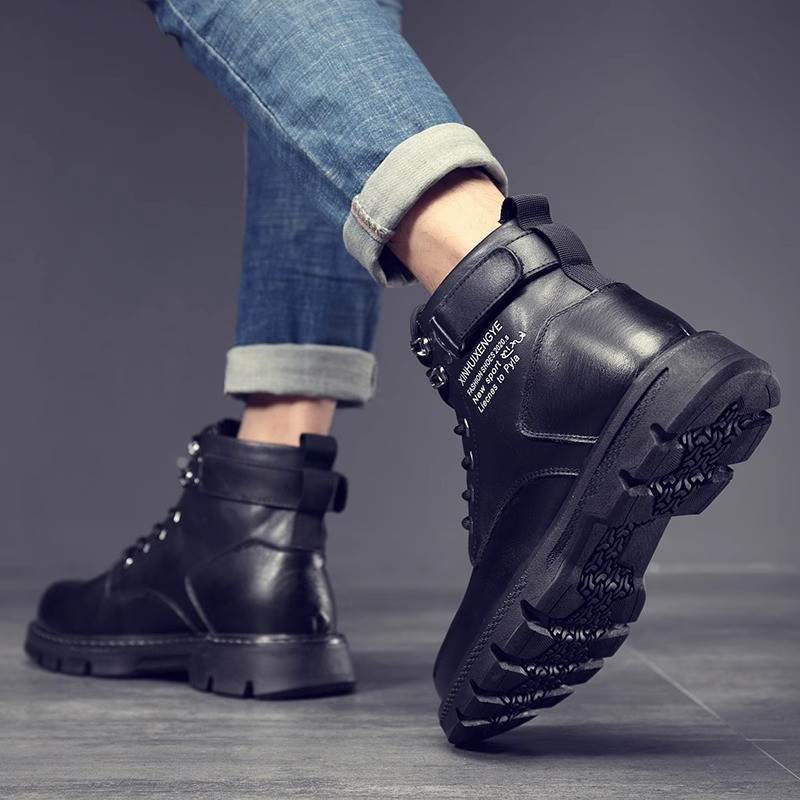 Visoke radne čizme u engleskom stilu za muškarce Modne ležerne nove dizajnerske cipele s platformom Muške jesenske zimske crne gležnjače Botas Hombre