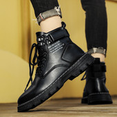 Ανδρικές μπότες Martin σε ζεστά στυλ φθινοπώρου και χειμώνα, χοντρή σόλα, άνετη, ψηλή μόδα, ανδρικές μπότες Martin all-match