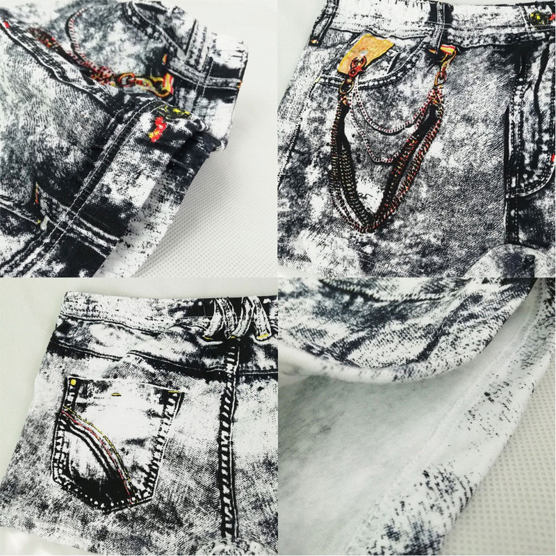 Madingi Vyriški Seksualūs 3D Džinsai Spausdinti Bokseriai Kelnaitės Orui pralaidūs apatiniai Laisvalaikio aukšto elastingumo Minkštos, plonos, patogios siauros trumpos kelnės