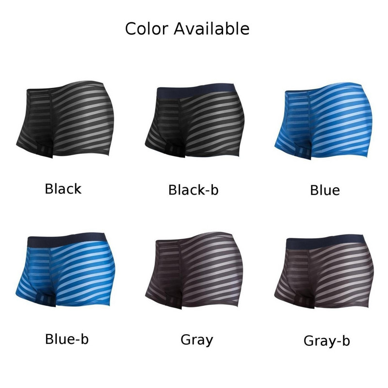 Trunchi sexy pentru bărbați, vară, cu dungi transparente, boxer, husă Cuecas Homme, lenjerie de corp, pantaloni scurți respirabili, chiloți