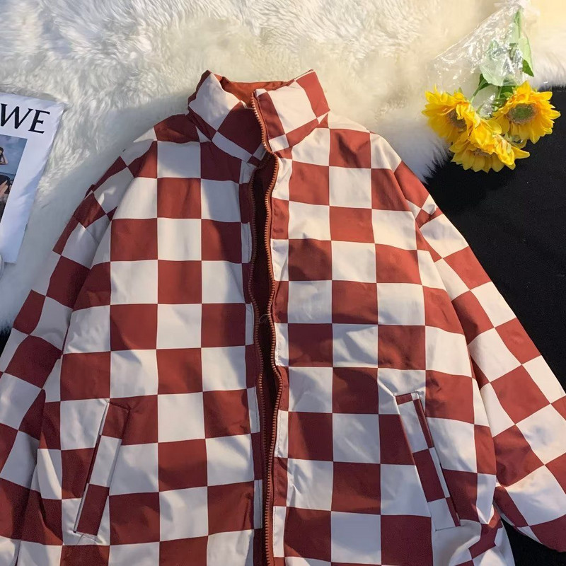 Korejska muška zimska jakna s obostranim otiskom ins originalna zadebljana labava velika modna niša jakna za par s pamučnom podstavom