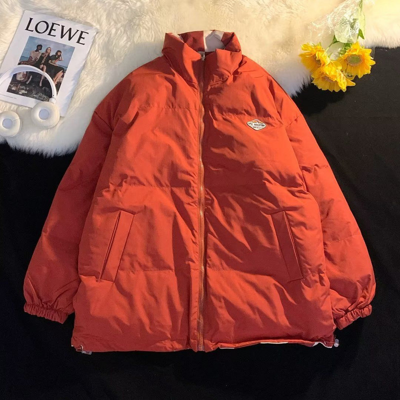 Korejska muška zimska jakna s obostranim otiskom ins originalna zadebljana labava velika modna niša jakna za par s pamučnom podstavom