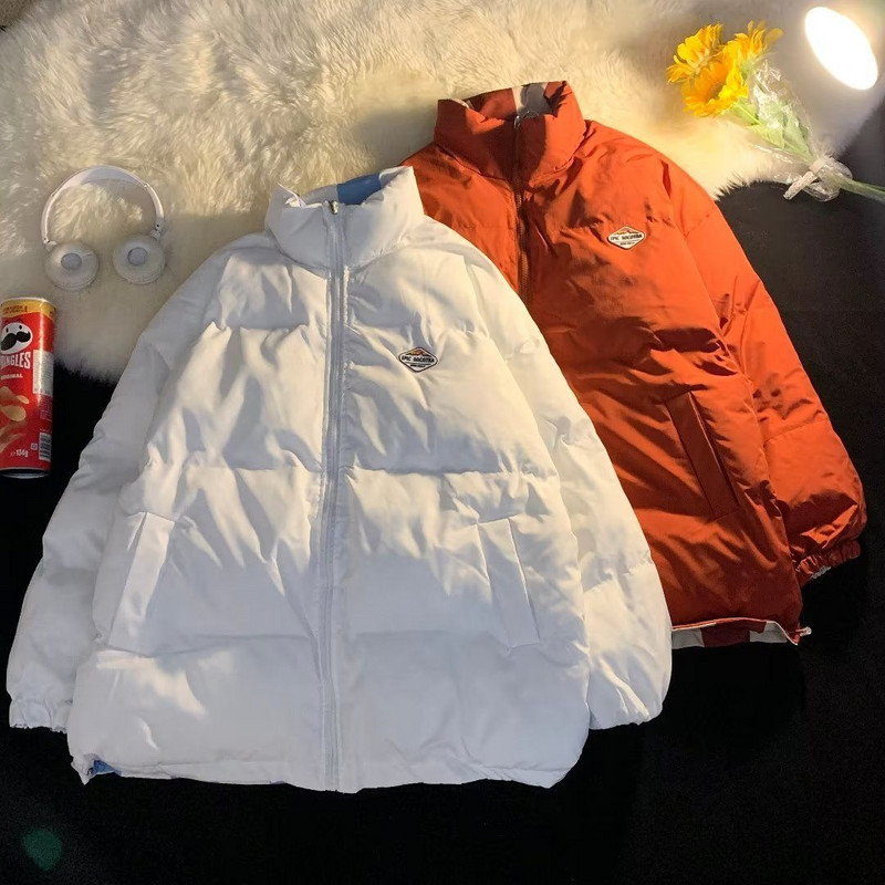 Korejska muška zimska jakna s obostranim otiskom ins originalna zadebljana labava velika modna niša jakna za par s pamučnom podstavom