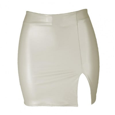 Fusta mini, elegantă, bodycon, linie A, fustă scurtă pentru femeie din piele artificială, fustă pentru femei, cu talie înaltă, fustă subțire, îmbrăcăminte de stradă