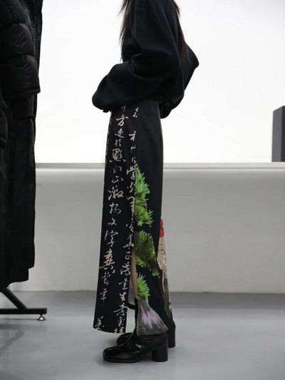 Tie Dye Black print Φούστες Γυναικείες φούστες σε γραμμή Α με σπαστό μακριά φούστα Harajuku Japanese Streetwear Gothic Faldas Largas Mujer 2023 Fairycore