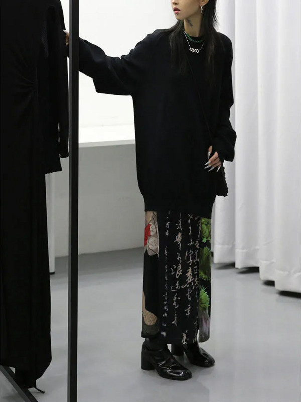 Tie Dye crne suknje s printom Ženska dugačka suknja A kroja Harajuku Japanska ulična gotička odjeća Faldas Largas Mujer 2023 Fairycore