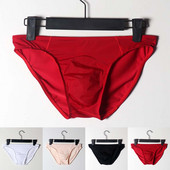 Chiloți bikini din mătase de gheață Lenjerie intimă solidă sexy Slip pentru bărbați, respirabil, talie joasă, îmbrăcăminte confortabilă de plajă, costum de baie, lenjerie de corp