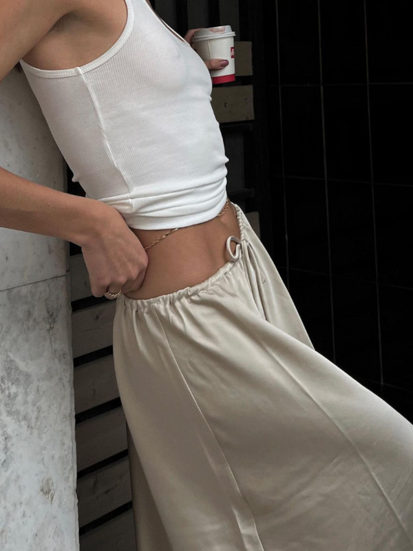 TARUXY Fusta neagră, cu șireturi, satin, lungă pentru femei, ocazional, cu talie înaltă, pentru femei, solidă, elegantă, de stradă, Midi Mujer