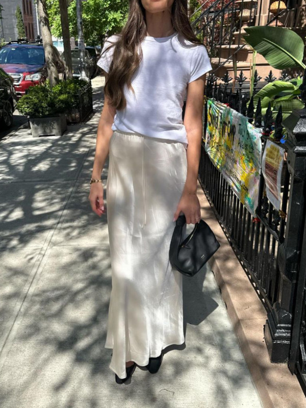 TARUXY Fusta neagră, cu șireturi, satin, lungă pentru femei, ocazional, cu talie înaltă, pentru femei, solidă, elegantă, de stradă, Midi Mujer