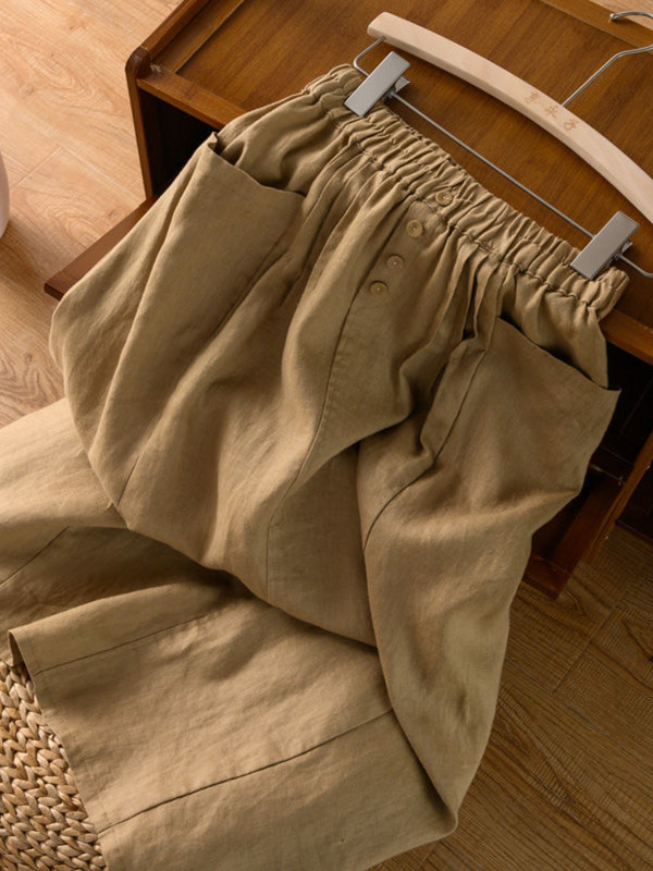 Fusta de damă, bumbac, in, ocazional, fuste drepte, modă pentru femei, vară 2023, largi, culoare uni, fuste lungi, cu butoane, pentru femei