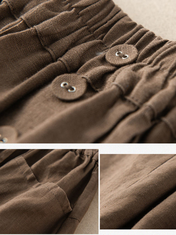 Fusta de damă, bumbac, in, ocazional, fuste drepte, modă pentru femei, vară 2023, largi, culoare uni, fuste lungi, cu butoane, pentru femei