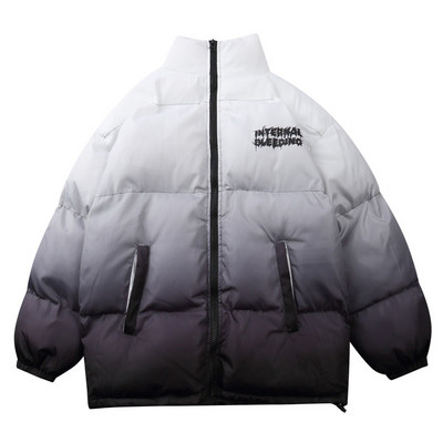 2023 m. hiphopo negabaritinė striukė Parkas Vyriški gatvės drabužiai Harajuku raidėmis marginti paltai Vyriški žieminiai medvilniniai šilti paminkštinti viršutiniai drabužiai mėlyni