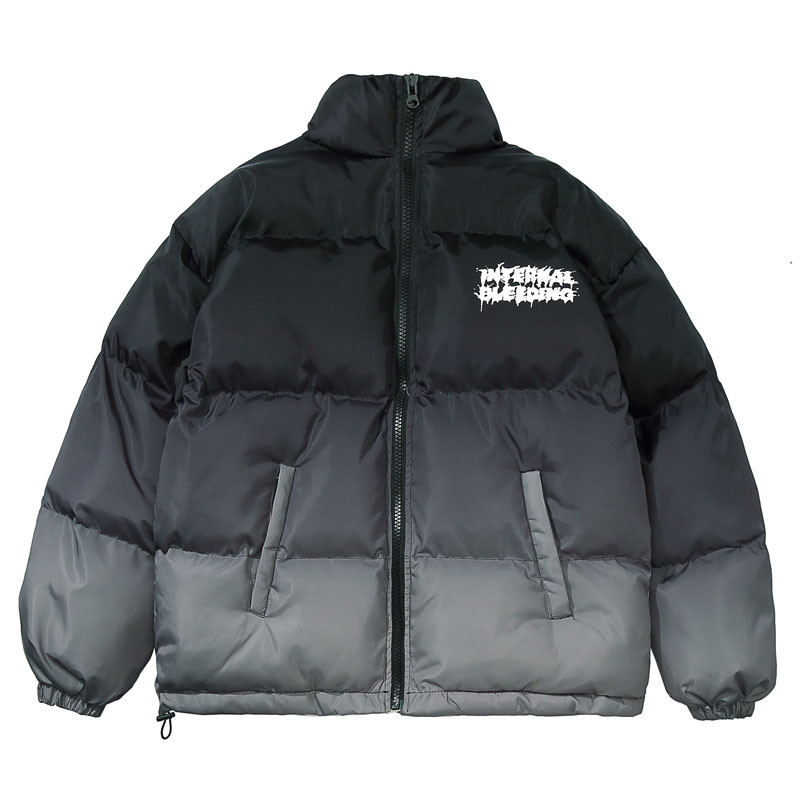 2023 m. hiphopo negabaritinė striukė Parkas Vyriški gatvės drabužiai Harajuku raidėmis marginti paltai Vyriški žieminiai medvilniniai šilti paminkštinti viršutiniai drabužiai mėlyni