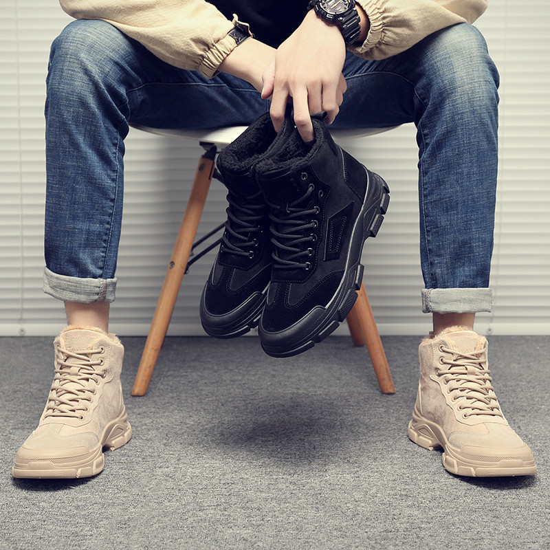Vyriški nauji aukštos kokybės juodi darbo batai, neslystantys, patogūs laisvalaikio batai, šilti, madingi, vyriški žieminiai batai