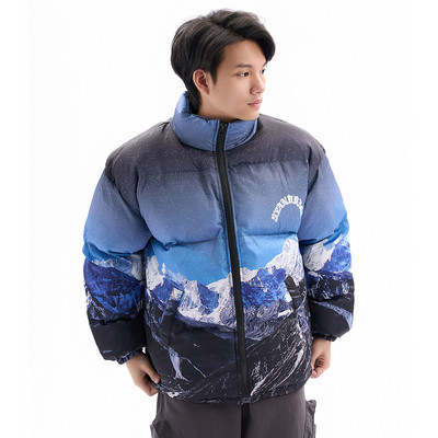 Parka capitonată supradimensionată hip hop pentru bărbați, cu imprimeu fulger, paltoane îmbinate, de iarnă, groase, calde, Harajuku, ocazional, parkas largi din bumbac, cupluri