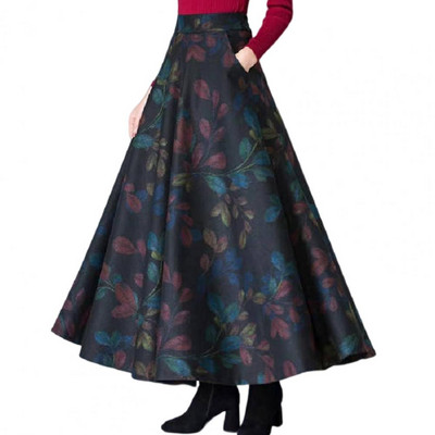 Maxi Φούστα Χοντή Φθινοπωρινή χειμερινή καρό στάμπα με ψηλόμεσο σε γραμμή Α Maxi φούστα Plus μέγεθος Κομψή φούστα Streetwear που αγγίζει το δέρμα