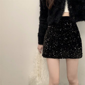 2023 Νέες πολύχρωμες, γοητευτικές, πολύχρωμες γυναικείες φούστες με παγιέτες, ανοιξιάτικο, φθινοπωρινό, Μίνι φούστα κορμάκι με μέση μέση