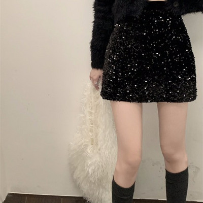 2023 Νέες πολύχρωμες, γοητευτικές, πολύχρωμες γυναικείες φούστες με παγιέτες, ανοιξιάτικο, φθινοπωρινό, Μίνι φούστα κορμάκι με μέση μέση