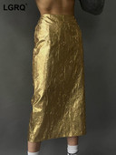 LGRQ fuste pline cu desfășurare pentru femei, cu talie înaltă, cu temperament pentru slăbire, cu falduri, pentru femei, vara 2023, moda mare 19J4415