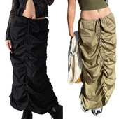 Γυναικεία μονόχρωμη φούστα, κορδόνι πλισέ ρυθμιζόμενο ελαστικό μισό φόρεμα με μισό φόρεμα Casual καθημερινά ρούχα