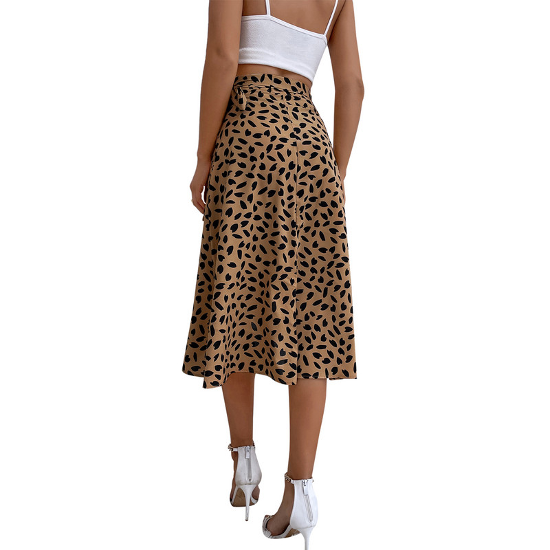 Καλοκαιρινή μακριά μάξι φούστα Γυναικεία μόδα 2022 Απλή λευκή μαύρη πουά τύπωμα σπαστό ψηλόμεσο αντηλιακό φούστα σε γραμμή Γυναικεία