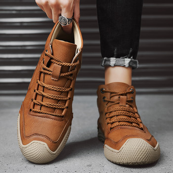 Χειμερινά ψηλά ανδρικά μποτάκια Martin Lace Up Leisure Ανδρικά casual μπότες Trend Rubber Ανδρικές Flat μπότες