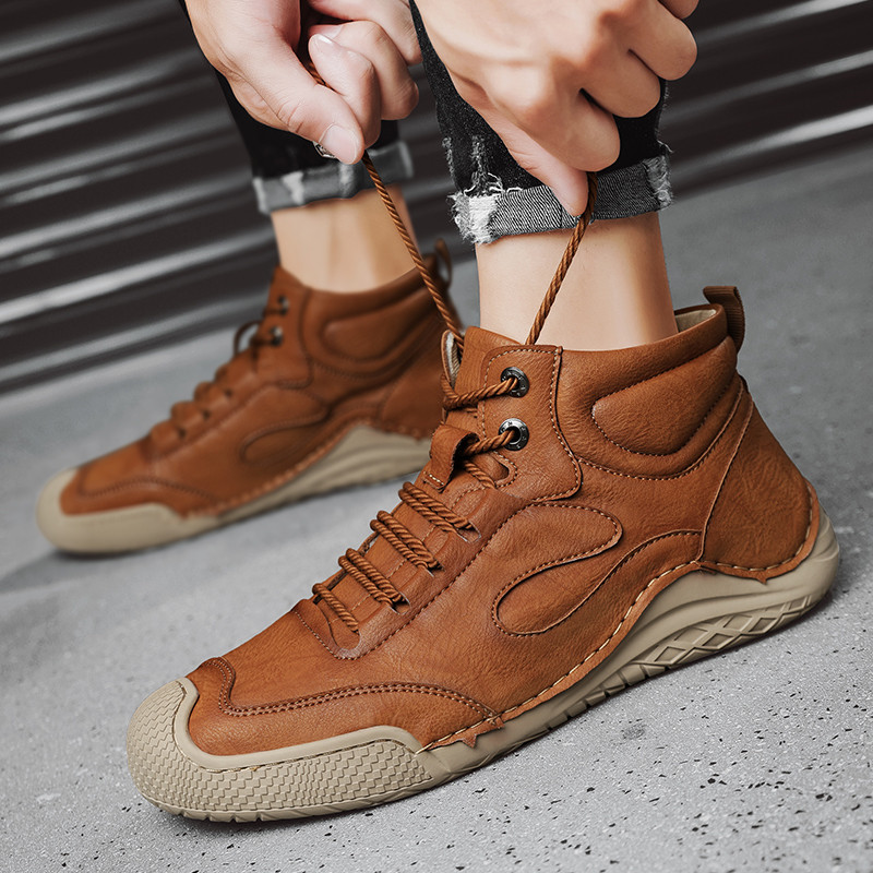 Zimske visoke muške martinke na vezanje Muške ležerne čizme za slobodno vrijeme Trend gumene muške ravne čizme