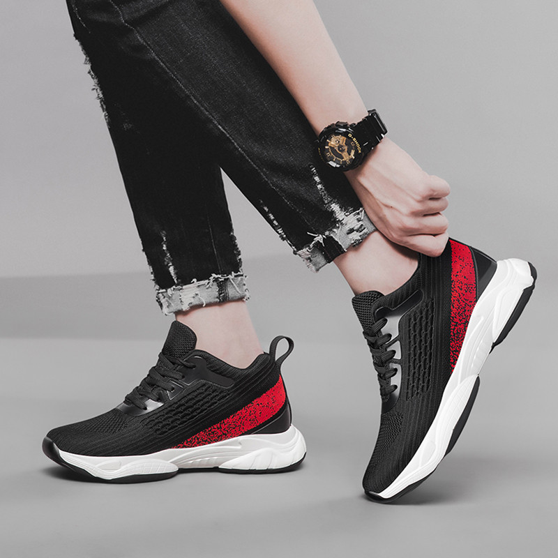 Ανδρικά παπούτσια Αναπνεύσιμα καθημερινά αθλητικά παπούτσια με κορδόνια ρηχά παπούτσια με μαλακό κάτω μέρος για άνδρες που αυξάνουν το ύψος Trendy Mesh Tenis Masculino