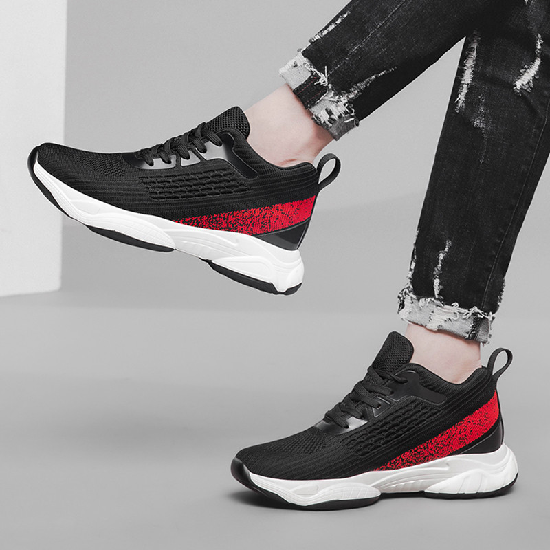Ανδρικά παπούτσια Αναπνεύσιμα καθημερινά αθλητικά παπούτσια με κορδόνια ρηχά παπούτσια με μαλακό κάτω μέρος για άνδρες που αυξάνουν το ύψος Trendy Mesh Tenis Masculino