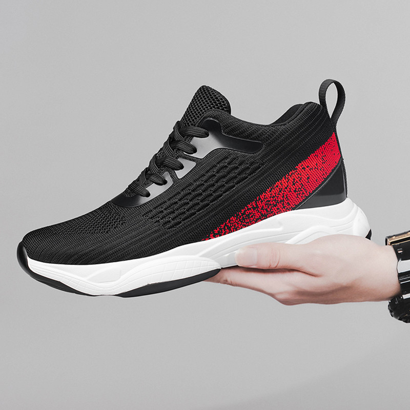 Ανδρικά παπούτσια Αναπνεύσιμα καθημερινά αθλητικά παπούτσια με κορδόνια ρηχά παπούτσια με μαλακό κάτω μέρος για άνδρες που αυξάνουν το ύψος Trendy Mesh Tenis Masculino