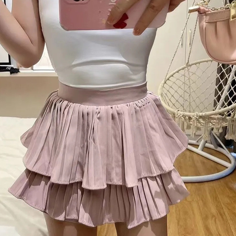 Ljetna višeslojna bijela suknja za žene 2023. Y2K kratke suknje visokog struka s volanima Ženske jednobojne mini faldas para mujeres