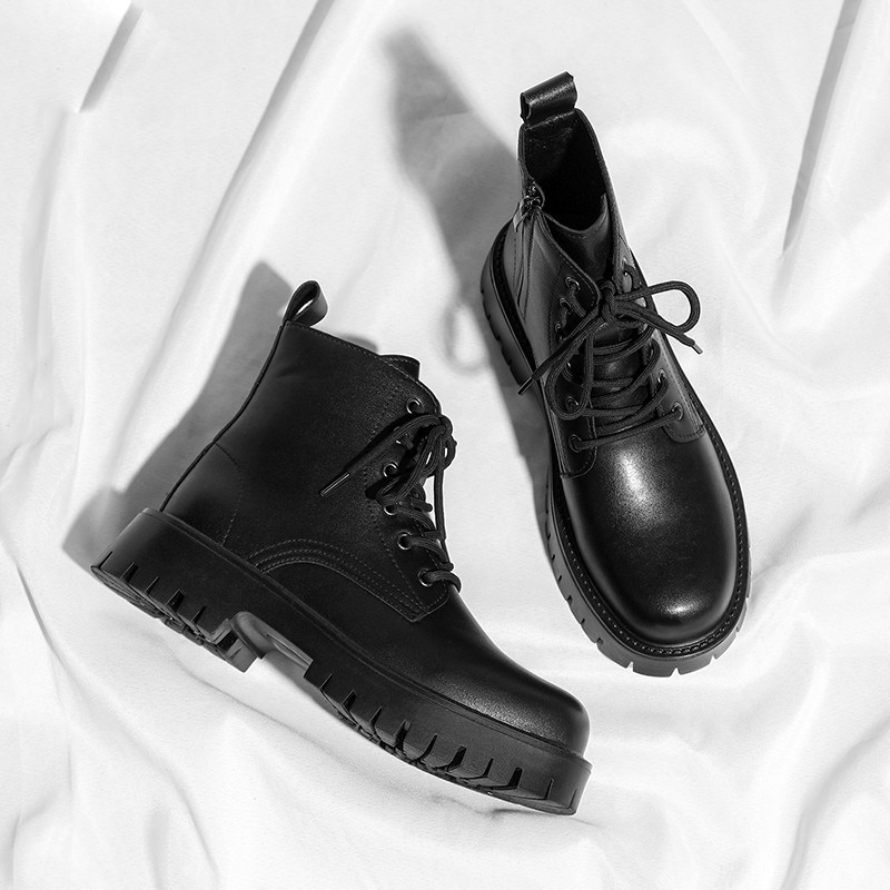 Čizme s patentnim zatvaračem, velike veličine, neklizajuće, trendi, sveobuhvatna moda za van, muške visoke čizme, alati, kožne cipele, britanski stil