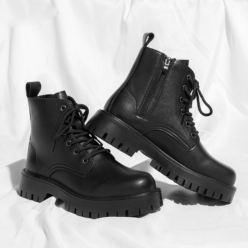 Čizme s patentnim zatvaračem, velike veličine, neklizajuće, trendi, sveobuhvatna moda za van, muške visoke čizme, alati, kožne cipele, britanski stil