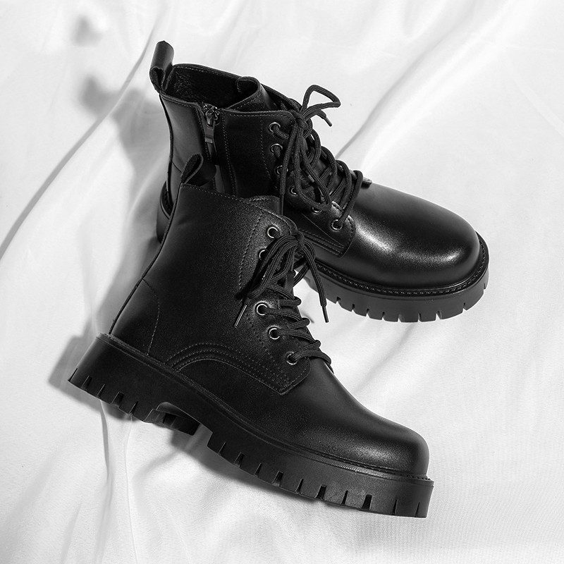 Čizme s patentnim zatvaračem, velike veličine, neklizajuće, trendi, sveobuhvatna moda za van, muške visoke čizme, alati, kožne cipele, britanski stil