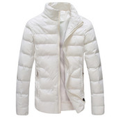 Žieminis vyriškas parkas paminkštintas švarkas paltas Vyriškas šiltas švarkas Vienspalvis stovas apykaklė madinga balta vyriška paltas užtrauktukas žieminiai drabužiai