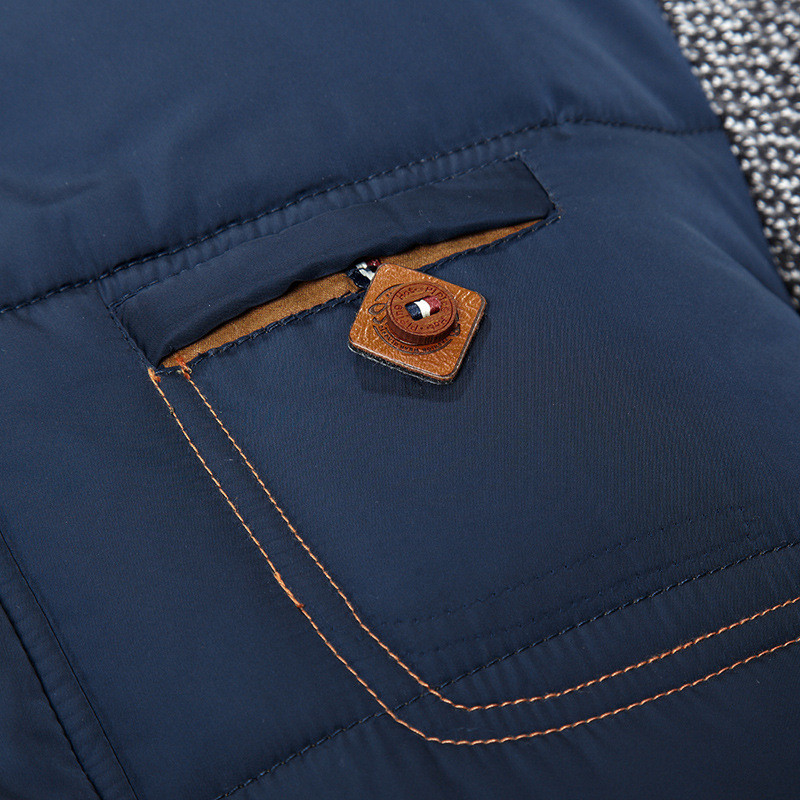 Žieminės vyriškos storos striukės megztos ilgomis rankovėmis su gobtuvu Parkas Patchwork Visas užtrauktukas Madingas priežastinis vilnos paminkštintas paltas ES dydis