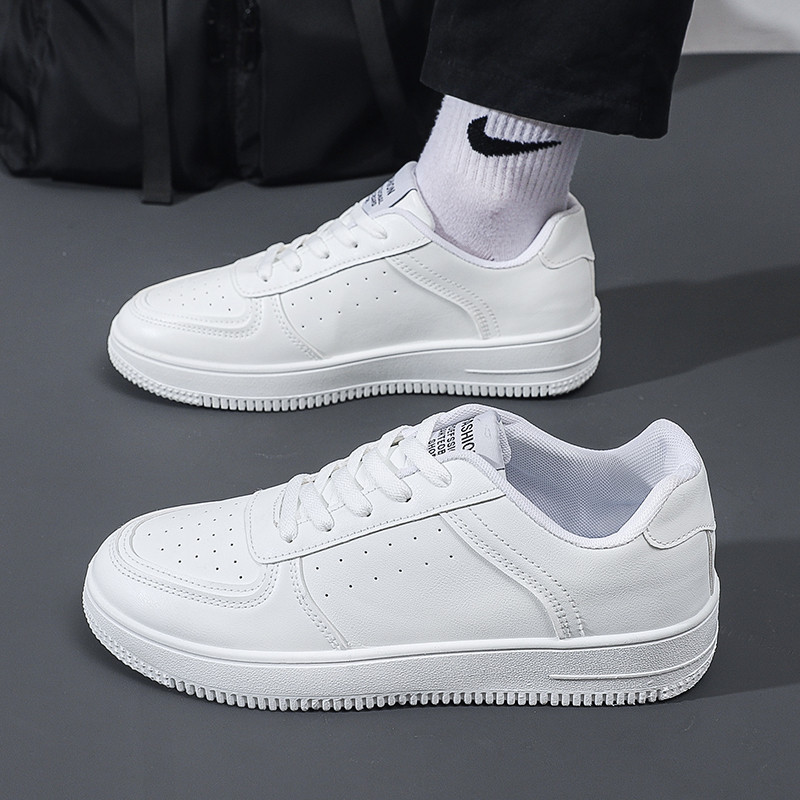 Muške ležerne bijele ravne cipele 2023 Muške cipele Jednobojne tenisice na vezanje Muške plitke modne udobne muške cipele od vulkanizera