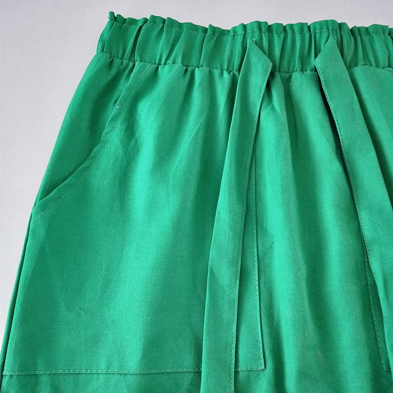 Nouă, primăvară, vară, elegante, fuste midi, femei, birou, fustă creion, bumbac, talie elastică, pachet, fustă șold, fustă cu fundă, verde