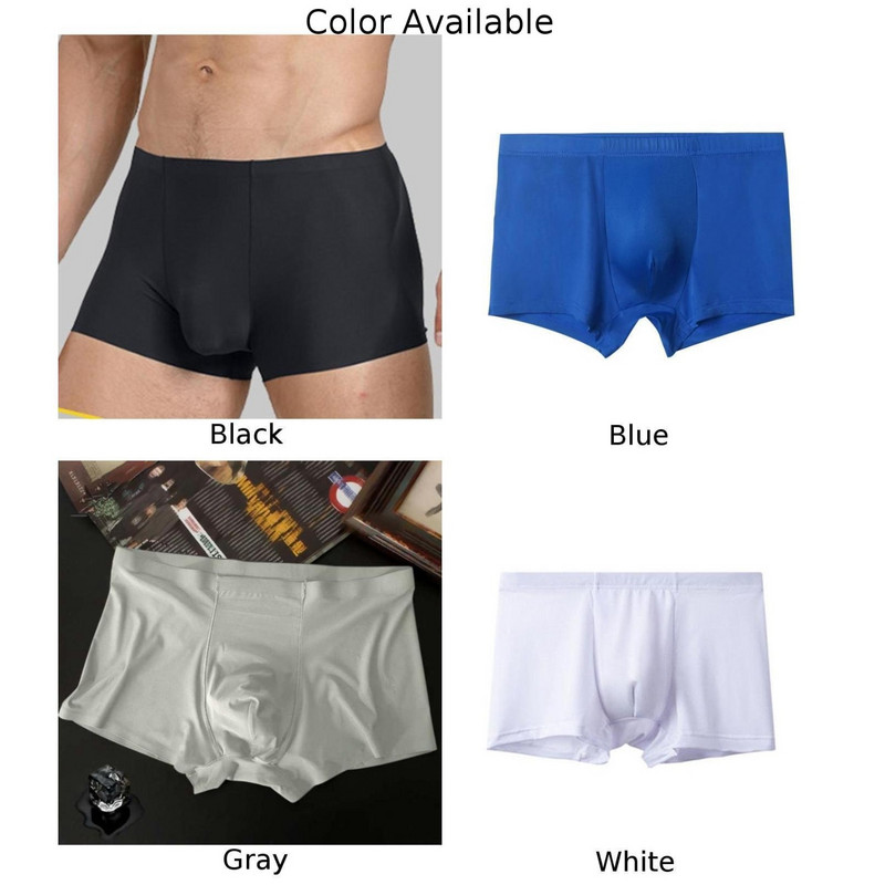 Meeste poksija lühike õmblusteta aluspesu, meeste aluspüksid, meeste lühikesed bokserid, seksikad läbipaistvad üliõhukesed jääsiidist aluspesu