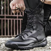 Sshooer Cizme ușoare pentru bărbați Cizme de luptă pentru forțele speciale ale armatei Antrenament în aer liber Pantofi de mers pe jos Pantofi negru, moale, respirabili