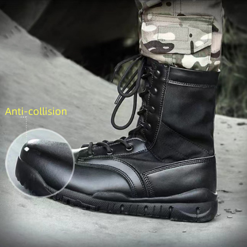 Sshooer Cizme ușoare pentru bărbați Cizme de luptă pentru forțele speciale ale armatei Antrenament în aer liber Pantofi de mers pe jos Pantofi negru, moale, respirabili