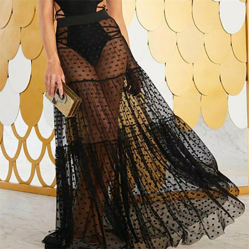 Ženske duge tutu suknje od tila, mrežaste, prozirne, maksi suknje za svadbene zabave, prozirne majice