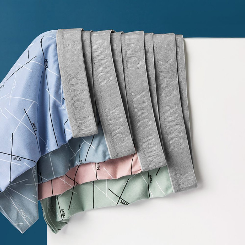 Linie subțire din bumbac, respirabil, în picioare, talie mijlocie, boxeri din mătase, lapte, lenjerie de corp, chiloți pentru bărbați, pantaloni scurți