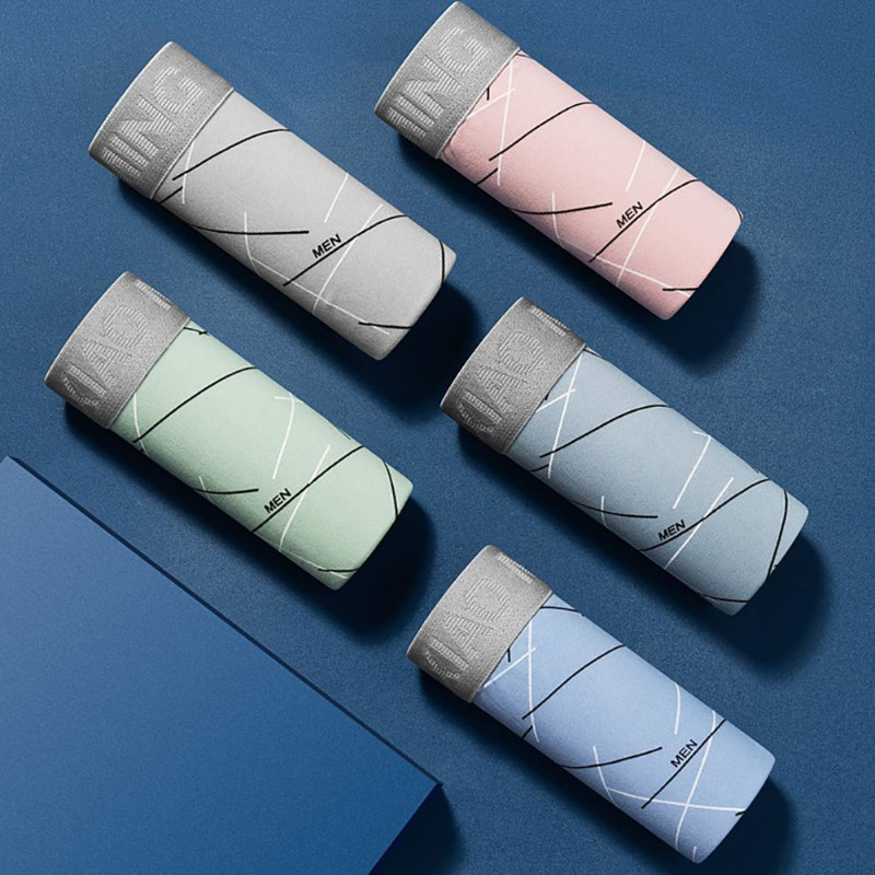 Linie subțire din bumbac, respirabil, în picioare, talie mijlocie, boxeri din mătase, lapte, lenjerie de corp, chiloți pentru bărbați, pantaloni scurți