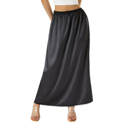 Ženska jednobojna donja suknja s elastičnom unutarnjom podstavom u struku za midi suknju Dugačka donja suknja za žene bijela/crna/žuta