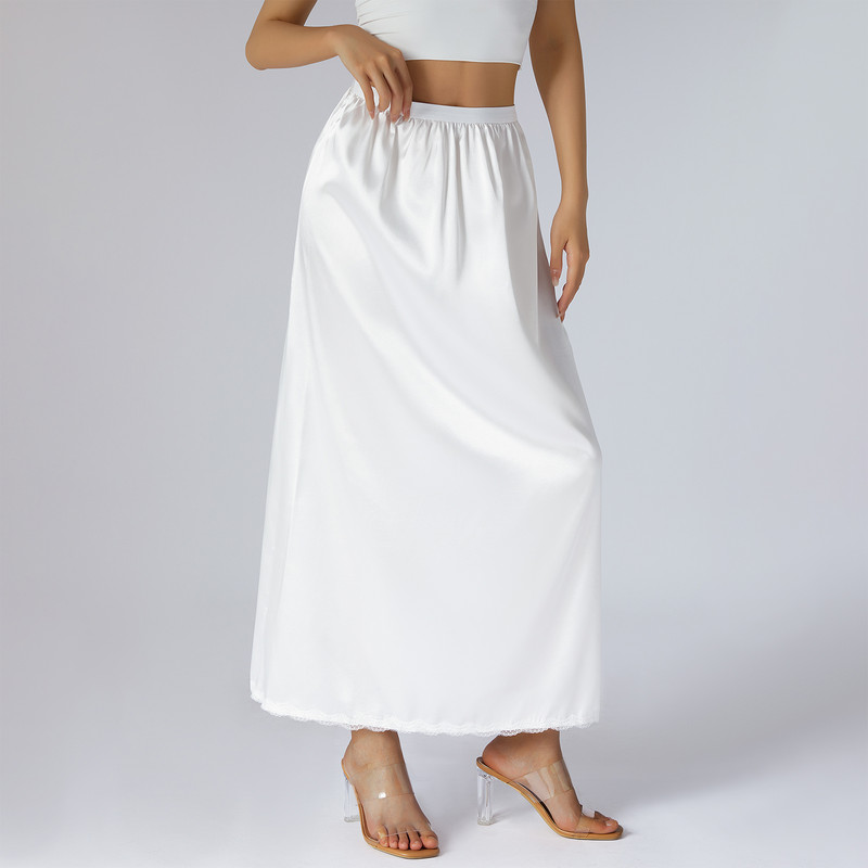 Ženska jednobojna donja suknja s elastičnom unutarnjom podstavom u struku za midi suknju Dugačka donja suknja za žene bijela/crna/žuta